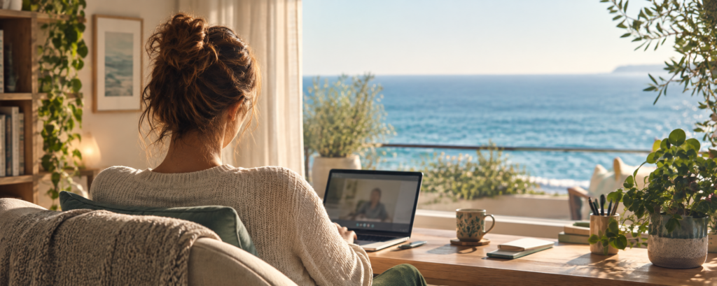 Psicoterapia online in un ambiente riservato con vista sul mare